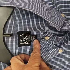 Jos A Bank 20/36 Blue N White checked Shirt